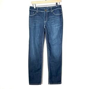 Chico's Platinum 00 dark wash ultimate fit slim straight jeans size 2 B163